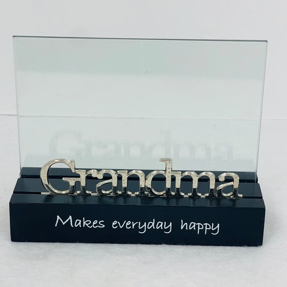 Grandma Makes Everyday Happy Picture Frame Black Silver Tabletop Glass Excellent